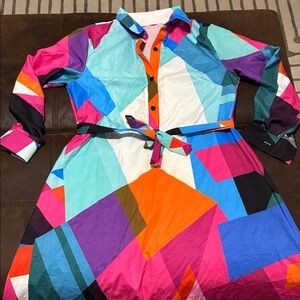 Colorful Geometric Patterned Dress